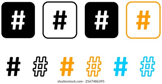 hashtag icon symbol, popular trend for social media tags - the hash icon symbol. trending explore icons, marketing promotion Advertising signs.