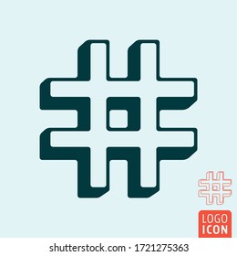 Plantilla de icono de etiqueta. Diseño de esquema de símbolo de etiqueta hash. Ilustración vectorial.