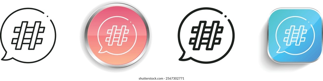 hashtag icon. Thin Linear, Regular and Button Style Design Isolated On White Background