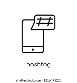 hashtag icon. Trendy modern flat linear vector hashtag icon on white background from thin line collection, outline vector illustration
