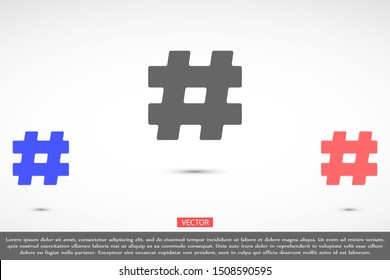 Hashtag icon vector design template. Hashtag icon vector hashtag with shadow. isolated on stylish background.