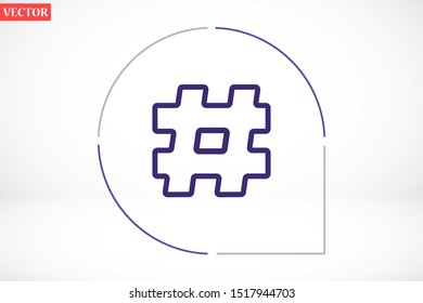 Hashtag icon vector design template. Hashtag icon vector hashtag with shadow. isolated on stylish background Hashtag in circle isolated on grey background