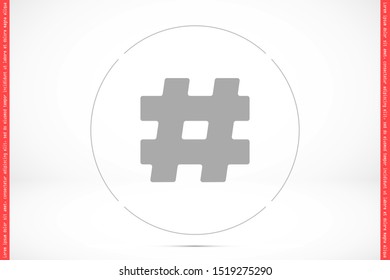 Hashtag icon vector design template. Hashtag icon vector hashtag with shadow. isolated on stylish background Hashtag in circle isolated on grey background