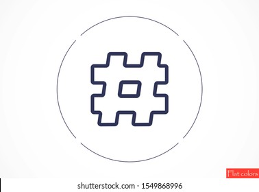 Hashtag icon vector design template. Hashtag icon vector hashtag with shadow. isolated on stylish background Hashtag in circle isolated on grey background