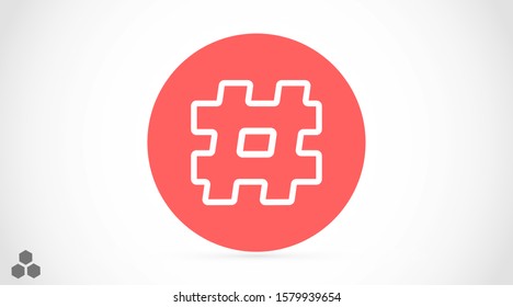 Hashtag icon vector design template. Hashtag icon vector hashtag with shadow. isolated on stylish background Hashtag in circle isolated on grey background