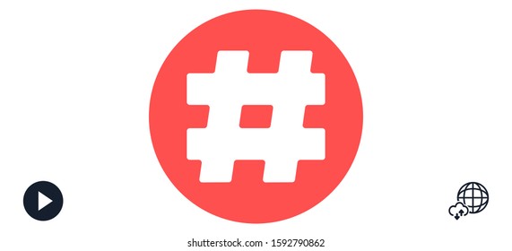 Hashtag icon vector design template. Hashtag icon vector hashtag with shadow. isolated on stylish background Hashtag in circle isolated on grey background