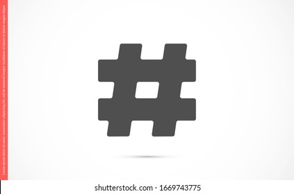 Hashtag icon vector design template. Hashtag icon vector hashtag with shadow. isolated on stylish background Hashtag in circle isolated on grey background