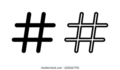 Hashtag Symbol, Vektorgrafik. Hashtag-Zeichen und -Symbol