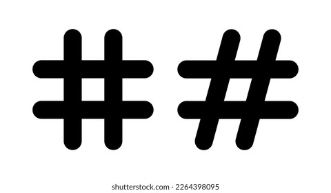 Hashtag Symbol, Vektorgrafik. Hashtag-Zeichen und -Symbol