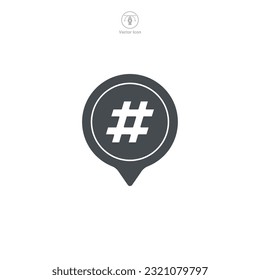 Hashtag icon vector representation emphasizing social media interaction, trending topics, and online tagging, perfect for digital communication platforms