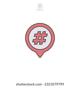 Hashtag icon vector representation emphasizing social media interaction, trending topics, and online tagging, perfect for digital communication platforms