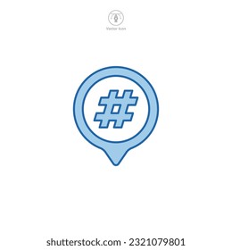 Hashtag icon vector representation emphasizing social media interaction, trending topics, and online tagging, perfect for digital communication platforms