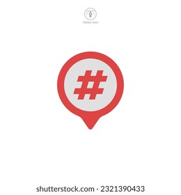 Hashtag icon vector representation emphasizing social media interaction, trending topics, and online tagging, perfect for digital communication platforms