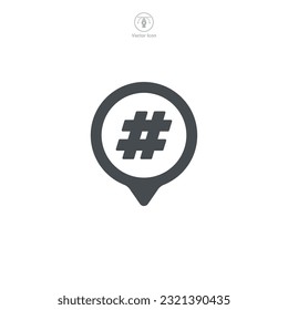 Hashtag icon vector representation emphasizing social media interaction, trending topics, and online tagging, perfect for digital communication platforms