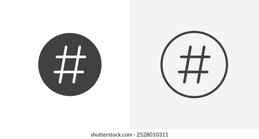 Hashtag icon vector icon set in black and white color.