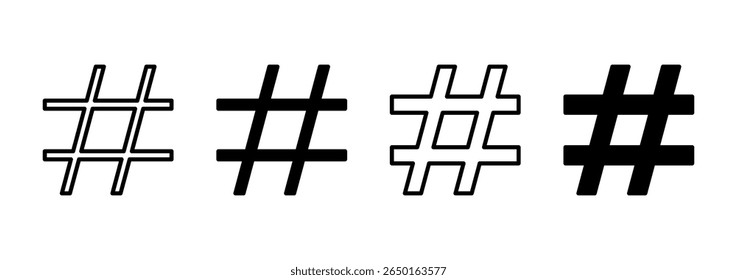 Hashtag-Symbolvektor. Hashtag-Zeichen und Symbol