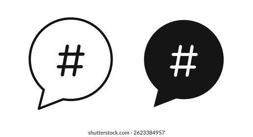 Hashtag icons on white background for web