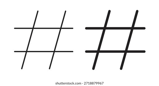 Hashtag icons set isolated on white background flat vector illustration.