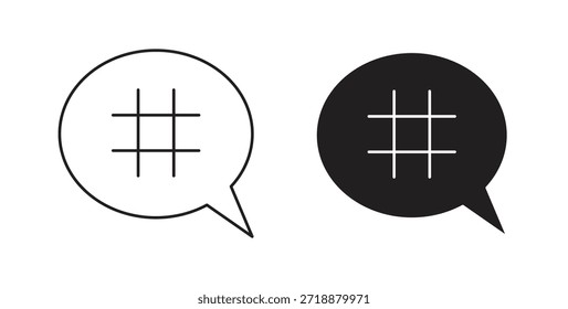 Hashtag icons set isolated on white background flat vector illustration.