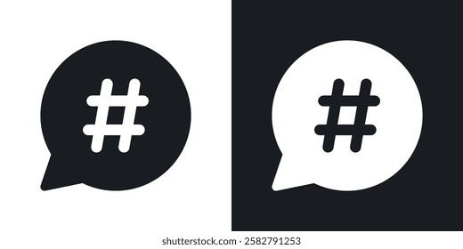 Hashtag icons set vectors black and colored style