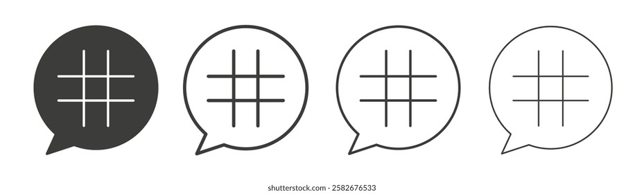 Hashtag icons set vectors graphic designs