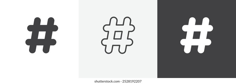 Hashtag-Symbol. Trendy moderne flache lineare Vektorgrafik auf weißem Hintergrund.