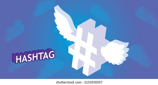 Icono de diseño isométrico de hashtag. Ilustración web de vectores. 3.ª colorida concepción