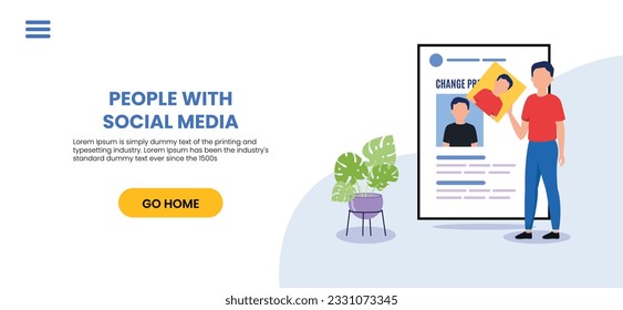 Hashtag, Like concept illustration of young people using mobile for sending posts and sharing them, Chatting or Massaging in social media. follow the trend	