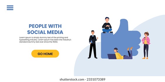 Hashtag, Like concept illustration of young people using mobile for sending posts and sharing them, Chatting or Massaging in social media. follow the trend	