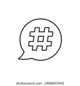 Hashtag line icon flat. Vector illustration