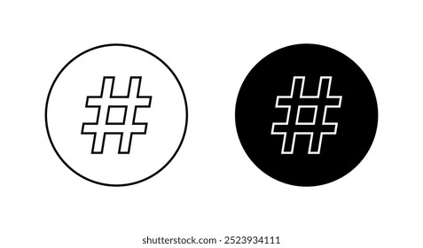 Hashtag line icon on black circle