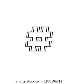 Hashtag line icon. Simple style social media poster background symbol. Logo design element. T-shirt printing. Vector for sticker.