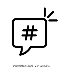 Icono de la línea de hashtag. Pictograma simple. Ilustración vectorial aislada en un fondo blanco. Símbolo de calidad superior. Firma vectorial para aplicaciones móviles y sitios web.