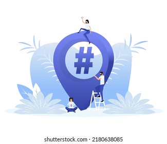 Hashtag location people, great design for any purposes. Flat vector illustration. Isometric vector
