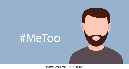 Hashtag me too and portrait of a man. The concept of violence at work, harassment, abuse of official position. Vector illustration.