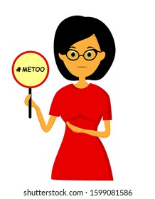 The hashtag is me too. Vector illustration isolated on a white background. Public women's movement against violence and harassment. Stop violence against women.