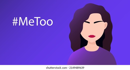 hashtag me too. vector illustration. portrait of a sad woman, a girl.