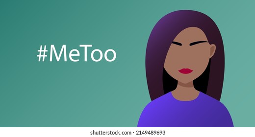 hashtag me too. vector illustration. portrait of a sad woman, a girl.