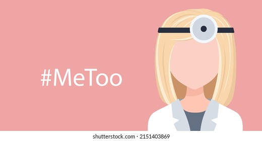 hashtag me too. vector illustration. Portrait of a female doctor, paramedic or nurse.