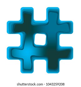 Hashtag or number sign. Multilayered vector illustration isolated on white background.