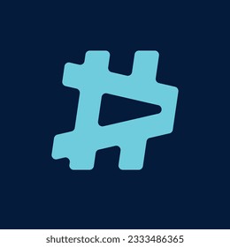 Hashtag play monogram logo design Simple modern and clean logo vector icon illustration