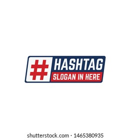 Hashtag popular trending social media red and blue emblem logo design