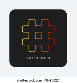 Hashtag Red & Orange gradient attractive line thin icon / logo design