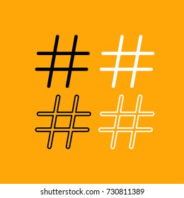 Hashtag set black and white icon .