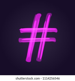 Hashtag sign banner. Number symbol.  Element for graphic design - blog, social media, banner, poster, flyer, card. Vector illustration.