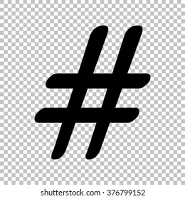 Hashtag sign. Flat style icon on transparent background