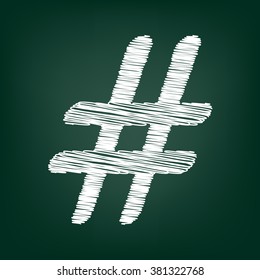 Hashtag sign. Flat style icon with chalk effect