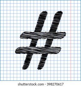 Hashtag sign. Flat style icon