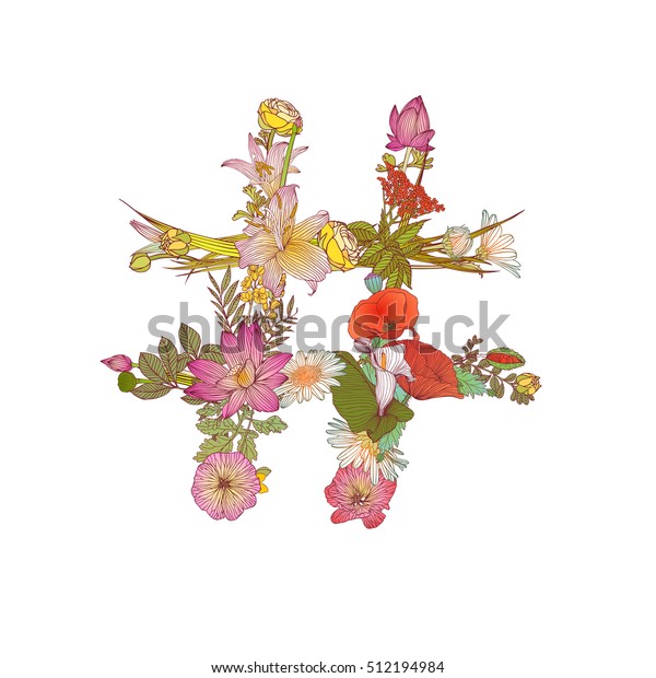 hashtag sign of flowers