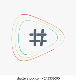 Hashtag sign icon. Flat design style. Made in vector illustration